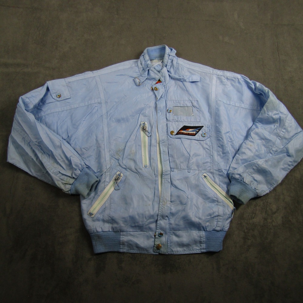Club House Design Ski Jacket Women Small Blue Vintage Retro Nylon Windbreaker